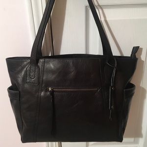 Black Leather Diba True Calabassa Handbag/Tote